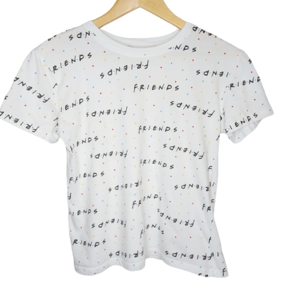 Friends Logo Cropped White T-shirt Sz Small